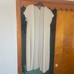 Eileen Fisher Cream Open Front sheer silk